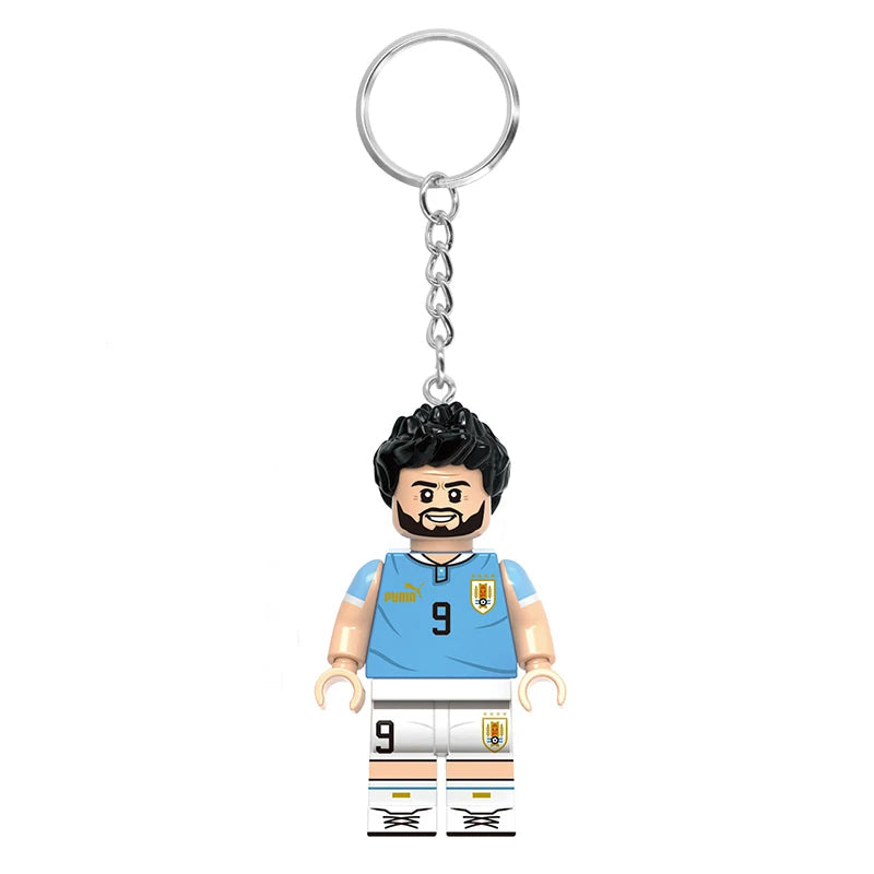 Uruguay Brick Footballer | Custom Minifigure Keychain