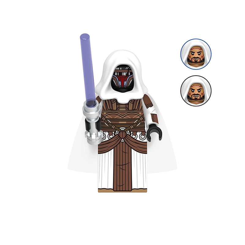 Jedi Knight Revan figure with a purple lightsaber on a white background