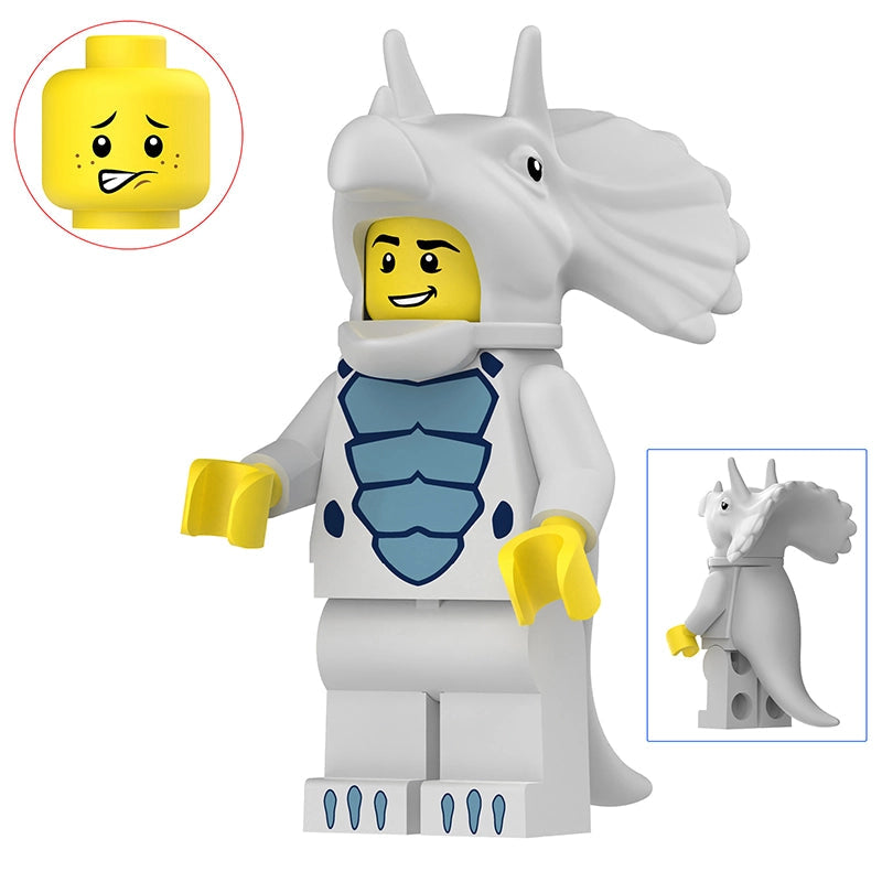 Triceratops Cosplayer (GRAY) | Custom Minifigure