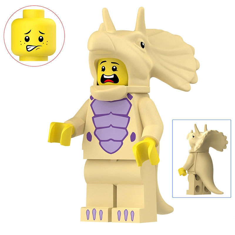 Triceratops Cosplayer (YELLOW) | Custom Minifigure