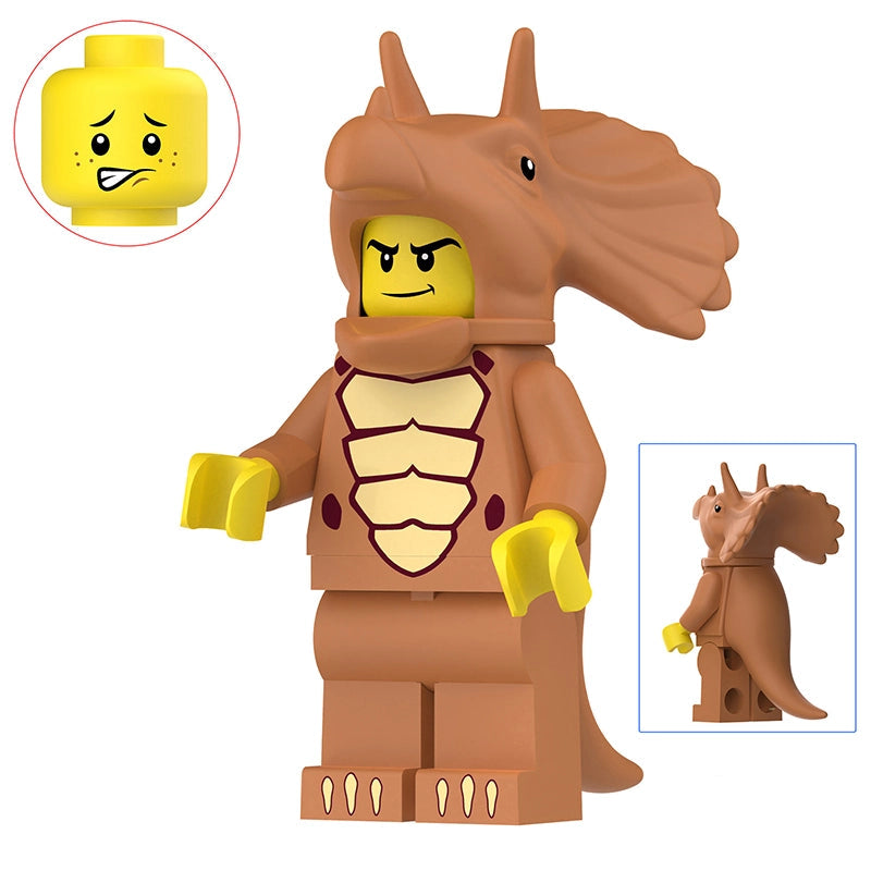 Triceratops Cosplayer (BROWN) | Custom Minifigure