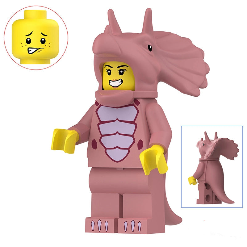 Triceratops Cosplayer (PINK) | Custom Minifigure