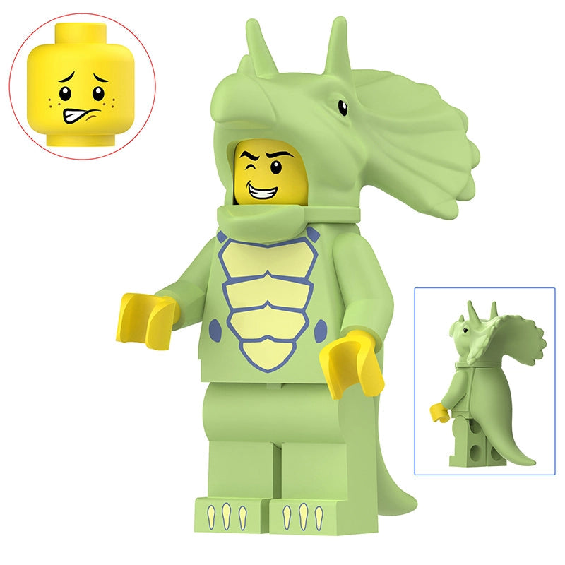 Triceratops Cosplayer (GREEN) | Custom Minifigure