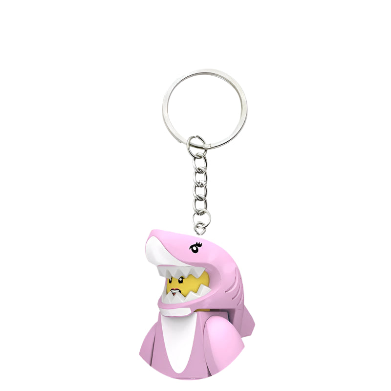 Pink Shark Minifigure Keychain