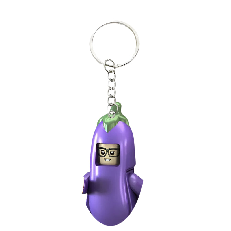 Eggplant Minifigure Keychain