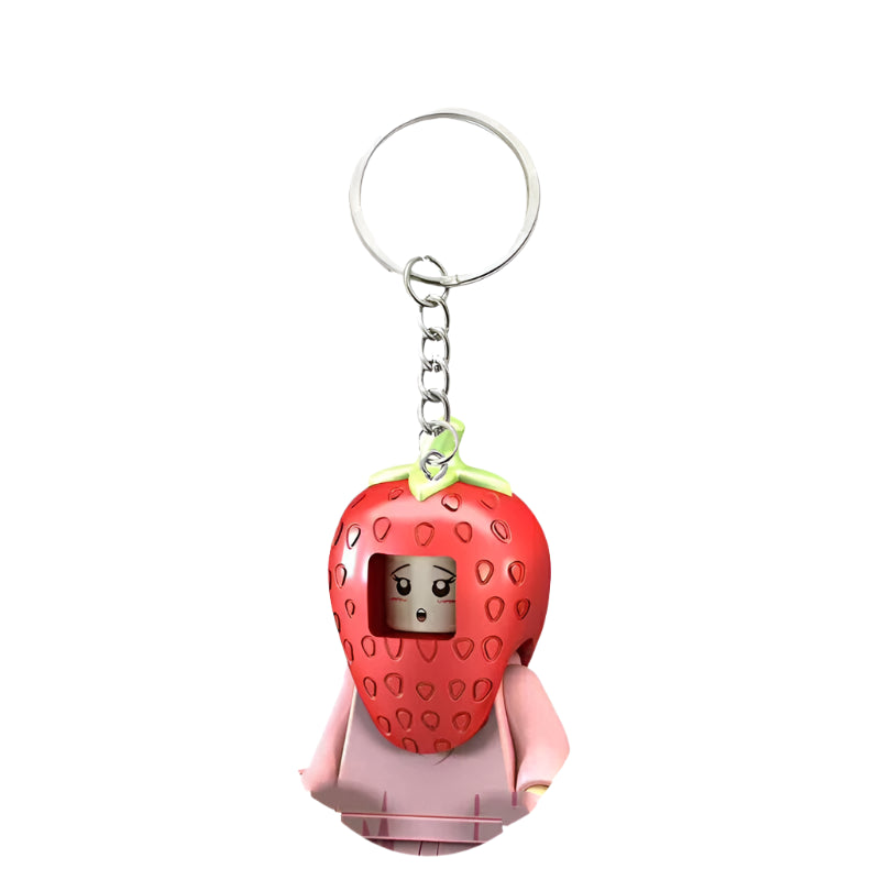 Strawberry Minifigure Keychain