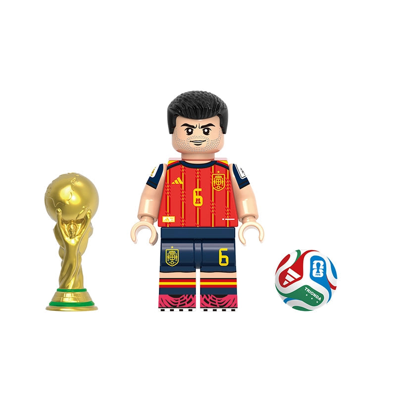 A toy soccer minifigure labeled Merino stands in the center on a white background, flanked by a gold trophy on the left and a multicolored soccer ball on the right. A gray label at the top reads GH0813.