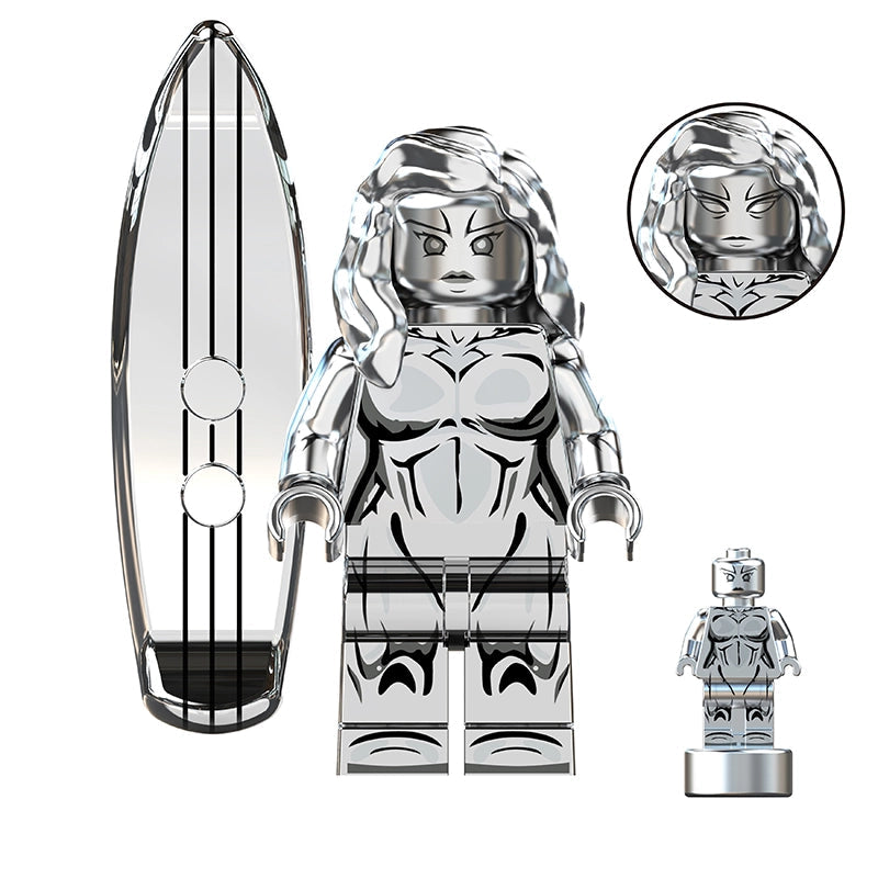 Female Silver Cosmic Surfer (001) | Custom Minifigure